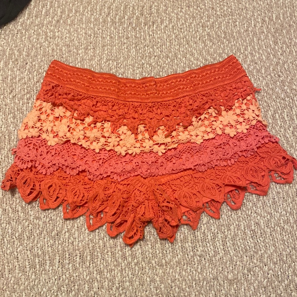 XL No Boundaries coral pink peach lace shorts
